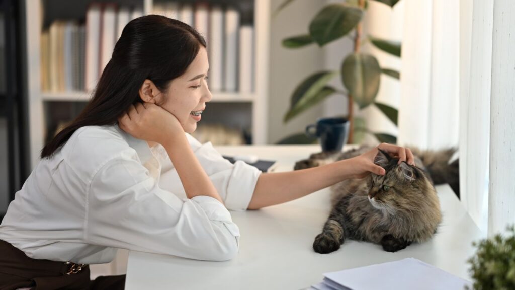 Employees with pets at a pet-friendly workplace event.